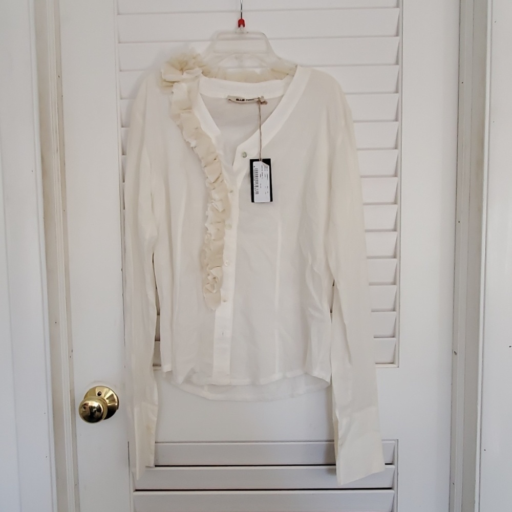 Blue deep long sleeved shirt cream 10